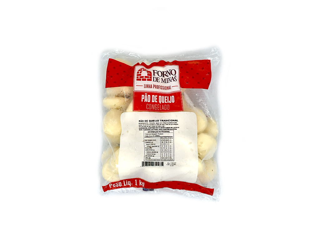 PÃO DE QUEIJO CONGELADO TRADICIONAL FORNO DE MINAS 1 KG (CX 10 PCT)